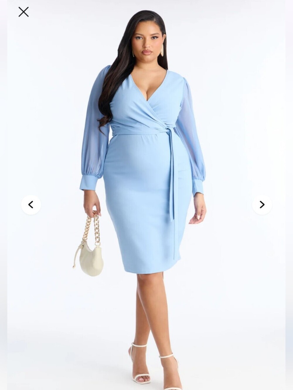 Fashion Nova Renee Surplice Tie Waist Midi Dress - Periwinkle 1X (NWOT)